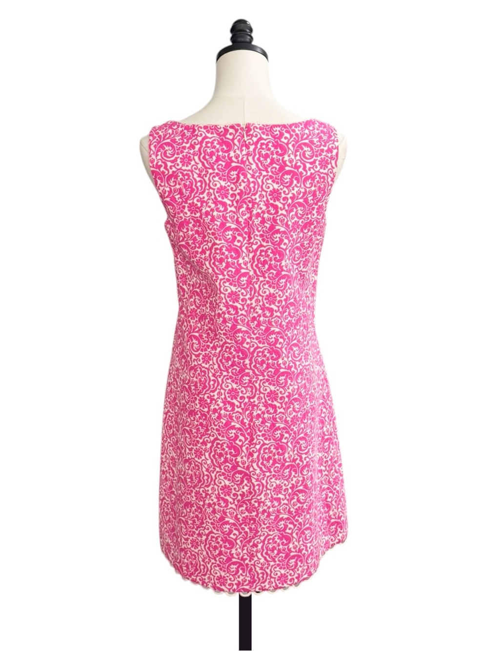 Lilly Pulitzer Pink Damask Classic Vintage Shift Dress with Scalloped Loop Hem - Picture 5 of 10